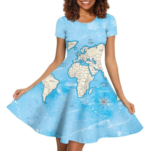 Image of Biyejit Women's Summer Casual Short Sleeve T-Shirt Swing Dress Crew Neck Plus Size S-4XL