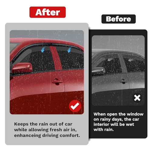 Image of Canvcle Corolla Rain Guards - Window Visors for Toyota Corolla 2009-2013, Outside-Mount Tape-On Side Window Wind Deflectors for Corolla Accessories, Vent Visors Shades Rainproof 4PCS