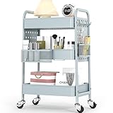 TOOLF Carrito de almacenamiento de metal rodante, aula