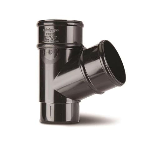 Polypipe Half Round Rainwater System 68Mm Downpipe 112.5 Degree Pipe Branch Rr129b Black 75Mm