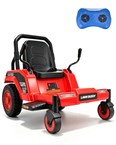 Blitzshark 12V Kids Zero Turn Mower Ride-On, Electric Car for Kids, Red