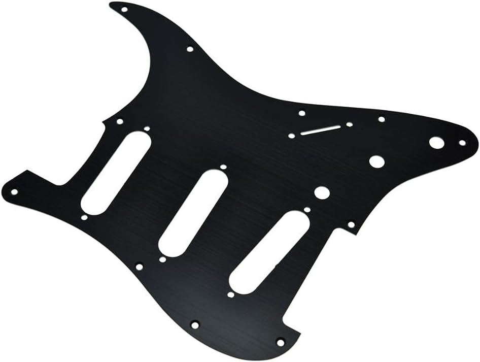 KAISH 11 Hole Metal Aluminum Anodized Modern Style ST/Strat SSS Pickguard Guitar Pick Guard Scratch Plate for USA/Mexico Stratocaster/Strat Black
