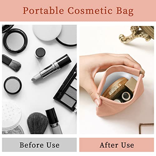 3Pcs Glorihoby Pocket Cosmetic Bag Squeeze Top, Self Closing Makeup Pouch, Lambskin Waterproof Portable Small Makeup Bag, Women Mini Multifunctional Bag Travel Storage For Cosmetics #TOP4