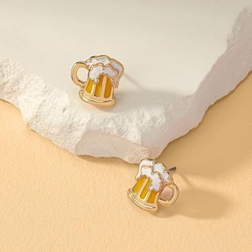 Lovely Beer Mug Stud Earrings for Women,Funny German Oktoberfest Earrings Beer Festival Costumes Outfits Accessories for Woman4