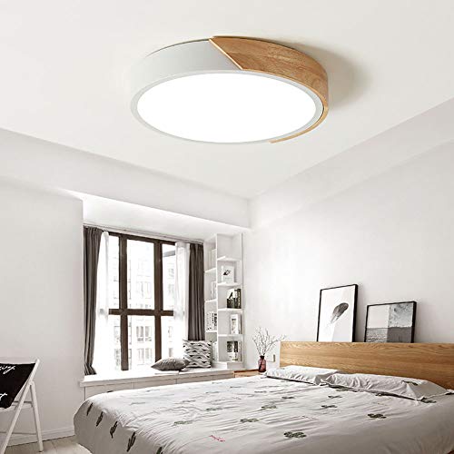 Plafond à LED en bois rond de 24W avec un diffuseur acrylique