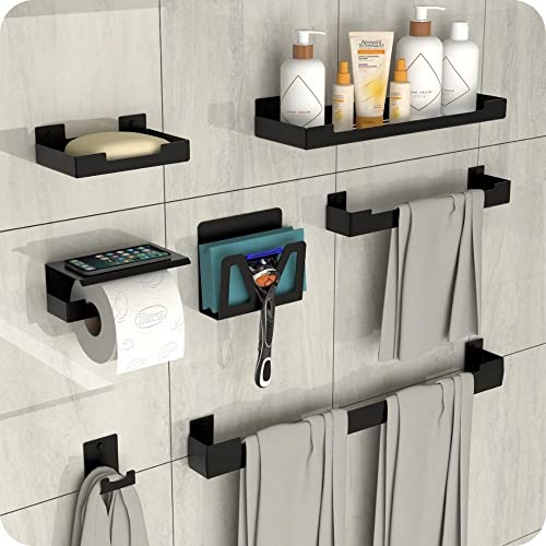 Kit Acess&oacute;rios Para Banheiro 7 Pe&ccedil;as Preto ELG