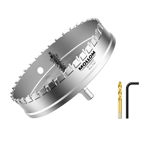Mollom 6-7/64" (155mm) Heavy Duty Carbide Hole Saw with 2 Pilot Bits
