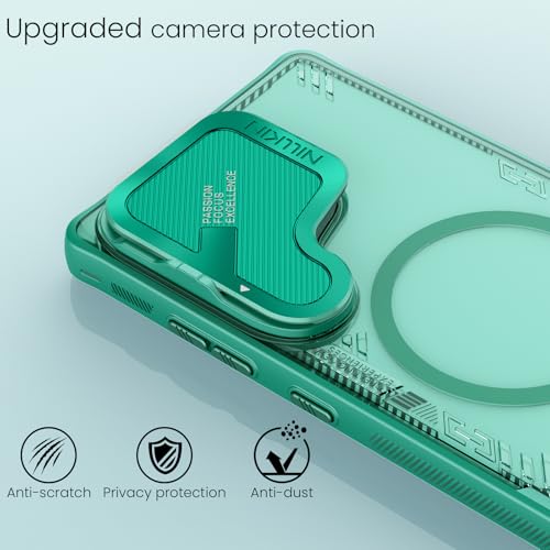 Image of Nillkin Magnetic for Galaxy S25 Ultra Case Clear, Compatible with Magsafe, Never Yellow & Biodegradable Material, Translucent Case with Kickstand & Camera Cover for Samsung Galaxy S25 Ultra, Green