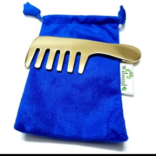 Image of WITSOUL Kansa Comb Massage Tool - kansa Comb for Hair Fall /Growth /blood Circulation & Stress Relief Best for Head Massage (Handle Comb)