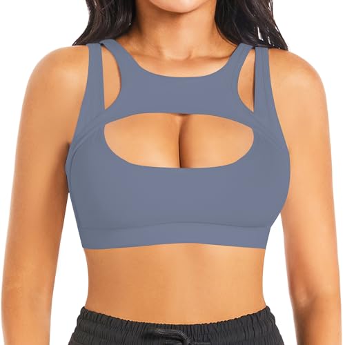 Image of Betaven Push up Sports Bra for Women Sexy Hollow Crop Tops with Removable Cups Workout Fitness Yoga Bra Medium Support