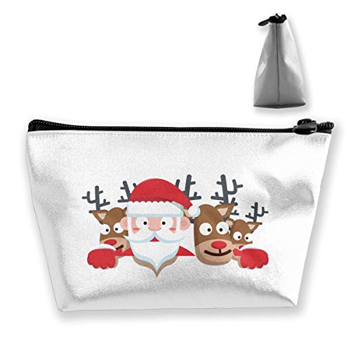 Preisvergleich Produktbild Make-up-Tasche Kosmetiktasche tragbar mobil Trapez Aufbewahrungstasche Reisetasche mit Reißverschluss Rentier Santa Claus
