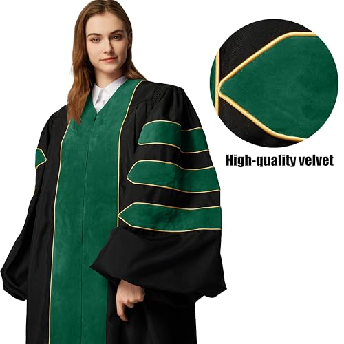 Image of MyGradDay Unisex Deluxe Graduation Doctorate Robe with Gold Piping Available for Customization