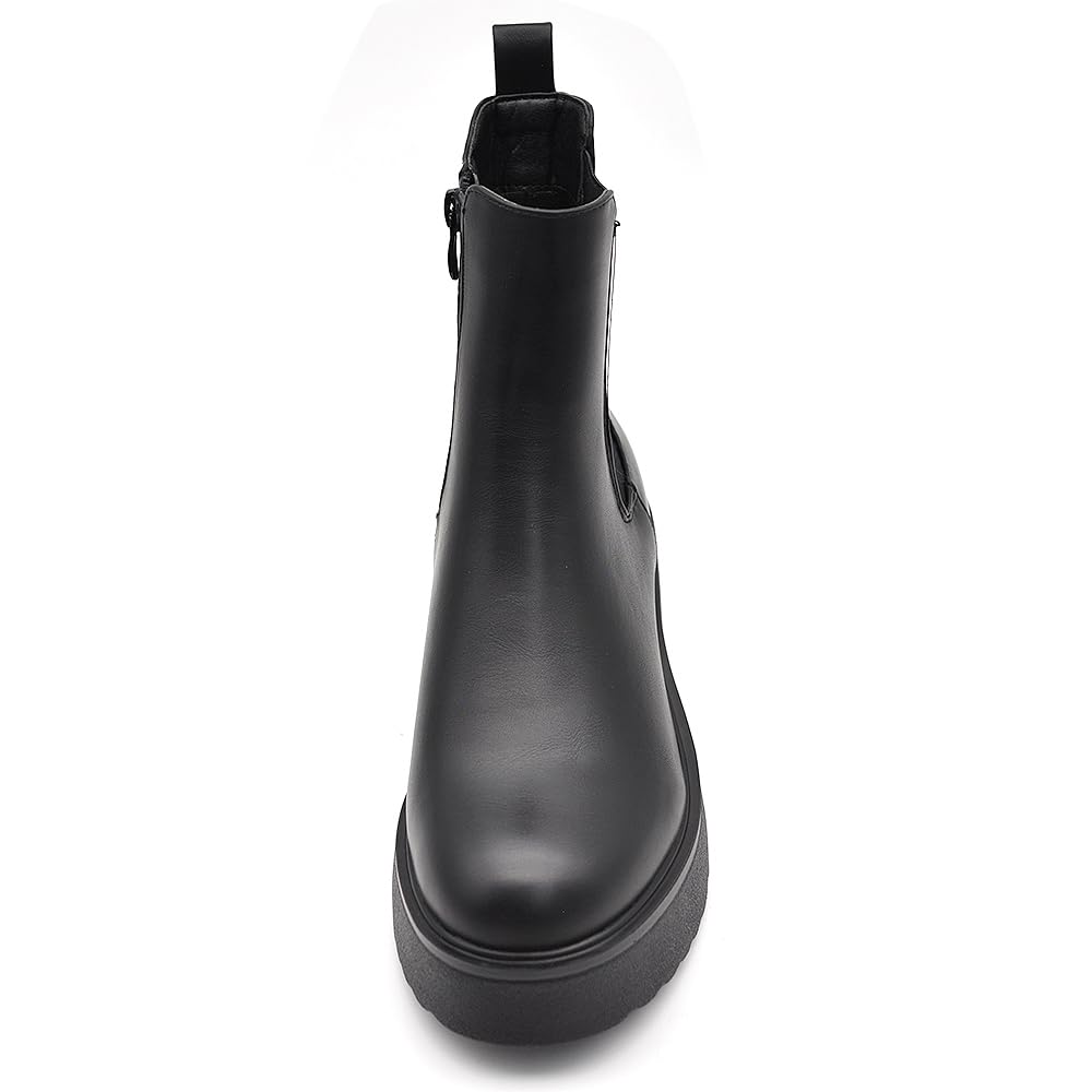 IF FASHION Stiefel Stiefeletten Chelsea Schuhe Damen Platform Elastische Keilabsatz Q763