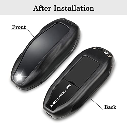 QBUC for Tesla Key Fob Cover with Keychain Compatible with Tesla Model S/3/Y Keyless Protection Case Smart Remote Accessory (Black) - Image 3