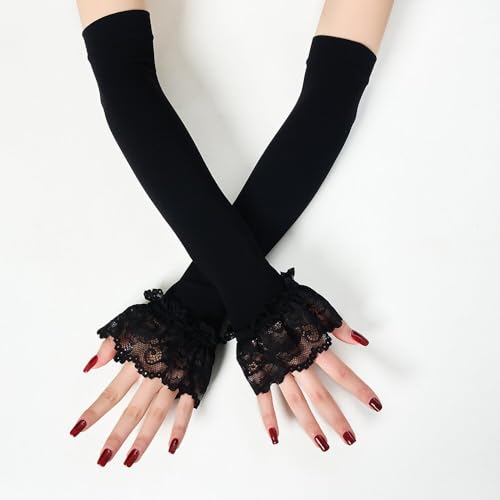 Long Lace Fingerless Gloves for Women Wedding Party Evening Driving Gloves Summer Arm Sleeves3