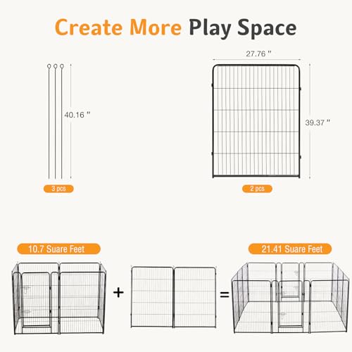 Image of NEWBULIG Dog Playpen Indoor 40 Inch 2 Panels, Metal Outdoor Dog Fence Pen | Heavy Duty Metal Exercise Pen, Foldable Portable, RV Camping, Yard Garden, Small Medium Large Dogs Pet Pen