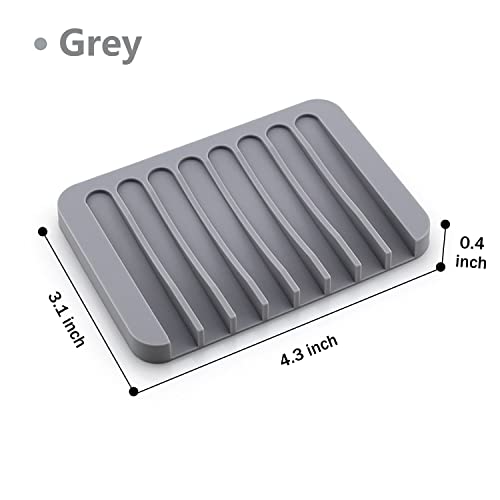 Image of MODENGKONGJIAN Self Draining Soap Dishes, 3 Pcs Silicone Soap Saver, Waterfall Drainer Soap Holder For Bathroom, Extend Soap Life, Keep Soap Bars Dry Clean & Easy Cleaning (White, Gray, Teal)