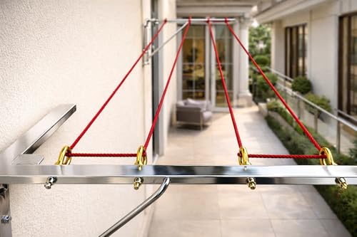 Image of Stainless Steel Heavy Duty Foldable Wall Mount Cloth Drying Stand-Wall Stand for Cloth Dress Drying-Cloth Dryer Stand for Balcony-Collapsible Stainless Steel Wall Mount Space Saving Cloth Drying Rack