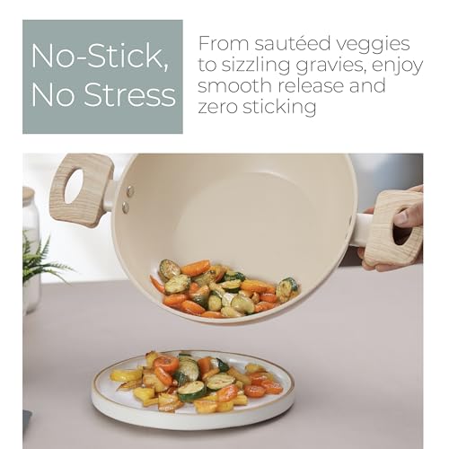 Image of Lifelong Forged Kadhai 24cm Glass Lid | 2.5L, 1.3Kg | Ceramic Coated | Gas & Induction Compatible | Even Heat Distribution,Teflon Free, Non-Stick, & Durable | Perfect for Cooking, Searing & Stewing