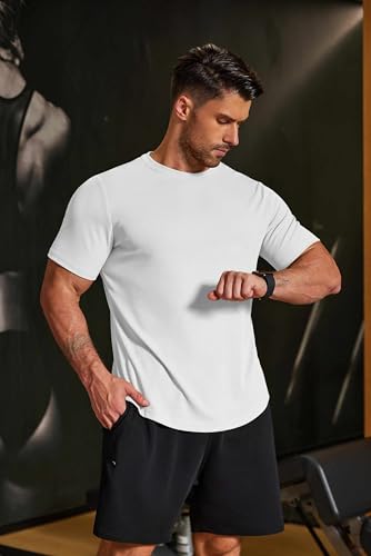Image of COOFANDY Mens Muscle T Shirts Short Sleeve Slim Fit Tshirts Gym Workout Athletic Crewneck Shirt