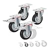 Relaxdays zware wielen set van 4, draaibaar, kogellagers, 2 wielen met rem, draagkracht tot 280 kg, wiel: 100 mm, zwart