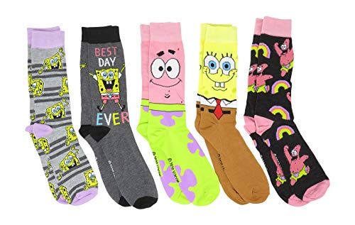 Hyp Spongebob Squarepants Patrick Characters Men's Crew Socks 5 Pair Pack