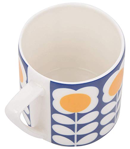 Image of Dandy Lines Bone China Coffee Mug, 200 ml, White & Blue, Set of 6, 35007