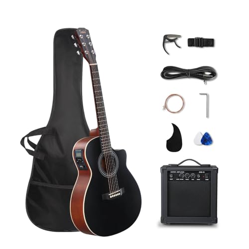 GLARRY 36in Acoustic Electric Guitar Beginner Kit with 15W Amp, 5-band EQ Dreadnought Design 6...