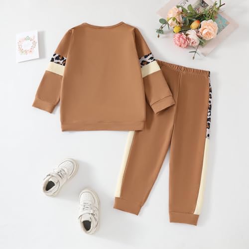 Image of Tween Girl's Letter Print Top + Jogger Pants 2 Piece Casual Outfit Set Kids Fall Clothing, Sizes 6-14 Years