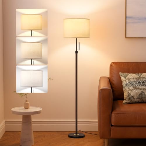 Image of Ambimall Height Adjustable Modern Floor Lamp, Brown & Black