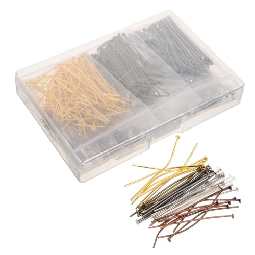 TOPPERFUN 600pcs Flat Needle Jewelry Head Pins Beading Pins Set Jewelry Making Tools DIY Accessory