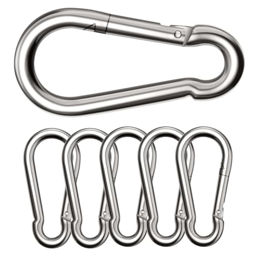 Boxcute 6 Stück Karabinerhaken groß, Karabiner groß belastbar bis 400kg,φ8x80mm,Premium Legierter Stahl,Karabiner mit Federhaken, für alle Zughilfen und Griffe mit Einer Öse