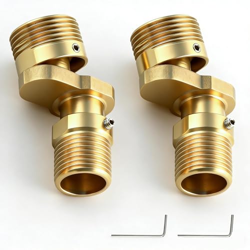 PHMING 2 Pièces Adaptateurs de Robinet de Douche en S, 1/2 à 3/4, Robinet de Douche Réglable en Cuivre, Rotation à 360°, Raccord Excentré Mitigeur, pour...