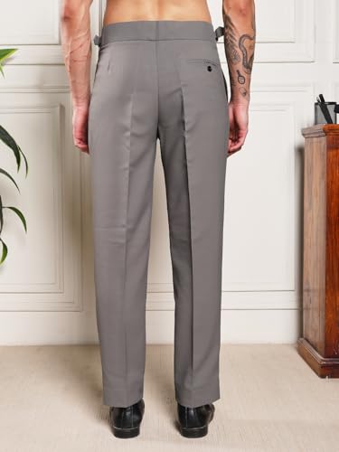 Image of Gurkha Pants for Men | Trouser for Men | Formal Pant | Double Button | Loose Fit Trouser High Waist Pleated Casual Trousers | Vintage Straight Leg Pants for Office Smart Casual Travel Party