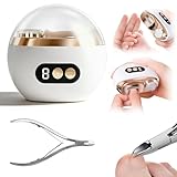 Juego de cortaúñas eléctrico, cortaúñas automático 3 en 1 + tijeras de cutícula de precisión (para uñas encarnadas gruesas y profundas), ideal para tus necesidades de cuidado de uñas (blanco)