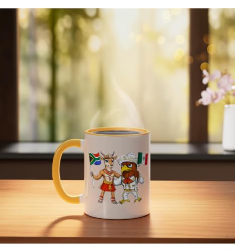 Mexican South African Roots Mexico South Africa Flag Ceramic Mug, Yellow/White, 11oz by South African Mexican Heritage - Used condition - Image 3