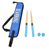 XUANDONG 適用太鼓の達人 マイバチ 太鼓バチ&収納ケースセット 木製バット光沢 硬材 テーパー加工 先尖型 コンボ 使いやすい 2本セット 380ミリ-25ミリ ロール用 アーケードゲーム 携帯便利 予備グリップテープ2個付き 10色選べる (スカイブルー)