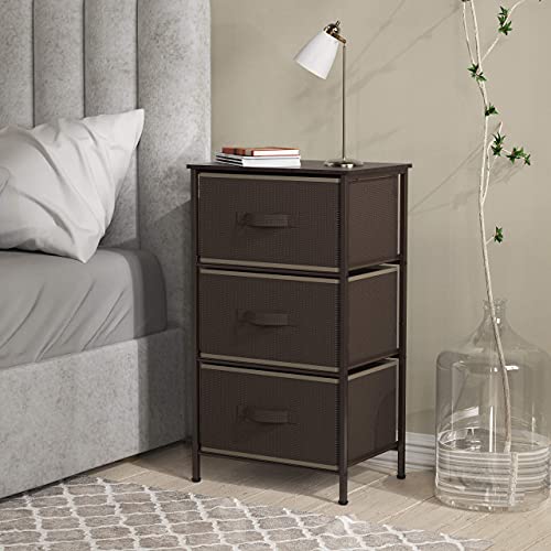 Simple Houseware Nightstands Dresser For Bedroom 3-Tier Organizer Drawer Storage Tower, Brown #TOP1