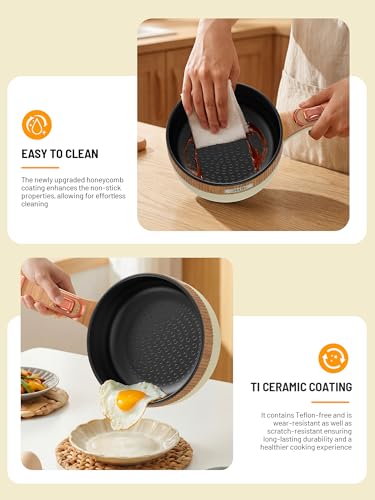 Image of Electric Hot Pot 1.5L Mini Portable Electric Pot Dual Power | Electric Cooking Pot with Saute Frying Functions for Ramen Pasta Steak Eggs Soup for Dorms Small Kitchen Camping RV Travel
