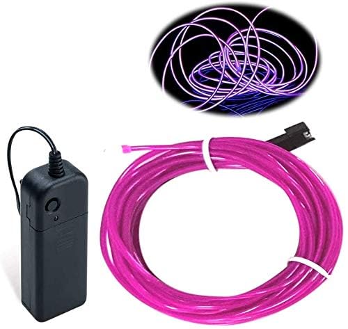Image of MaxLax EL Wire Purple, 2M Portable Battery Pack Neon Light Strip 360 Cuttable Glowing Rope Lights for Parties, Halloween, DIY Decoration