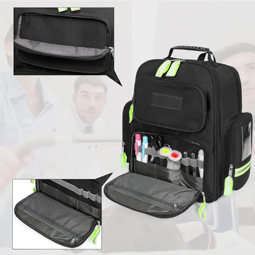 Image of Gatycallaty First Aid Backpack Emergency Medical Backpacks Empty Waterproof Survival Bags Trauma Bag for Nurses Home Car (Black, Pack of 2)