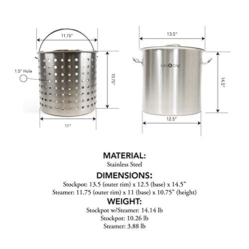 Gas One TP-32 Fryer Pot 32 Quart - All Purpose - Stainless Steel Tri-Ply Bottom thumb #1