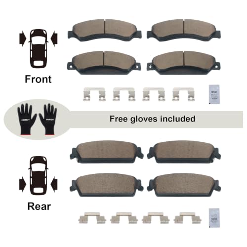 Image of HUSCH Front & Rear Ceramic Brake Pads Fit For Chevrolet, For Cadillac | Clean Wheels, Quiet, Short Braking Distance, Responsive Braking, Long Service Life, for Various Weather, Road Performance