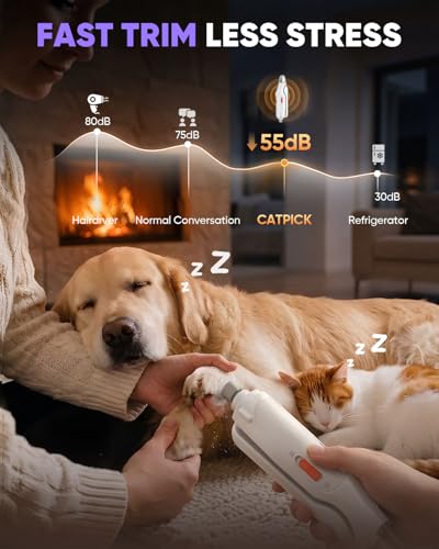 Image of CATPICK 2-in-1 Cat Nail Clippers & Dog Nail Clippers Trimmers for Large Medium Small Dogs Cats Claw Trimmer Quick Sensor and Safety Guard USB Rechargeable with 2 LED Lights Dogs Nail Trimmer