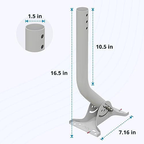 Image of Waveform Ultrapole: The Universal Antenna Mount | 17 inch J Pole Mount for Roofs and Walls | Mast for Starlink, TV, Signal Booster & Yagi Antennas | Base Kit