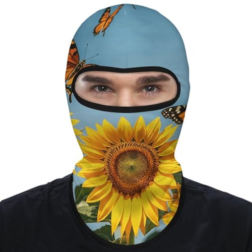 Balaclava para hombre y mujer, máscara para esquiar con diseño de girasol y mariposa, cubreboca completo para ciclismo miniatura 1