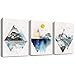Wall Art for Living Room Canvas Prints Artwork Bathroom Wall Decor Abstract Mountain Geometric Picture Watercolor Painting 3 Pieces Framed Bedroom Wall Decorations Fashion Office Home Decoration
