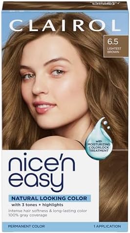 Clairol Nice'n Easy Permanent Hair Dye, 6.5 Lightest Brown | Pack of 1