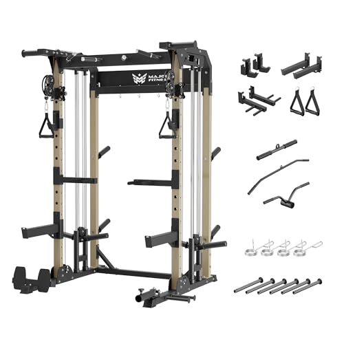 MAJOR FITNESS F22 Power Rack, 1600lbs All-in-One Squat Rack with