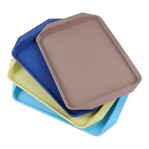 Doryh 4 Pack Rectangular Fast Food Serving Tray, Plastic Restaurant Serving Tray